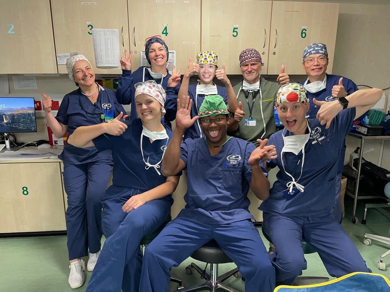 The full surgical volunteer team aboard Mercy Ships